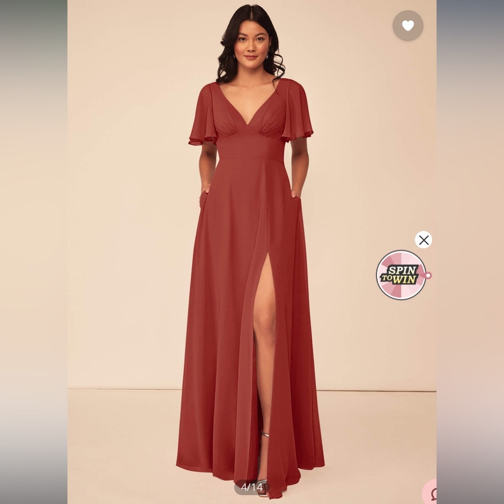 Azazie kimber dress in terracotta